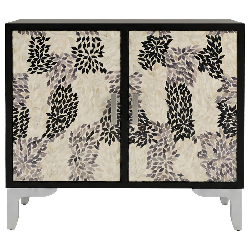 Forbes 2-door Bone Inlay Mosaic Accent Storage Cabinet Black - 950450