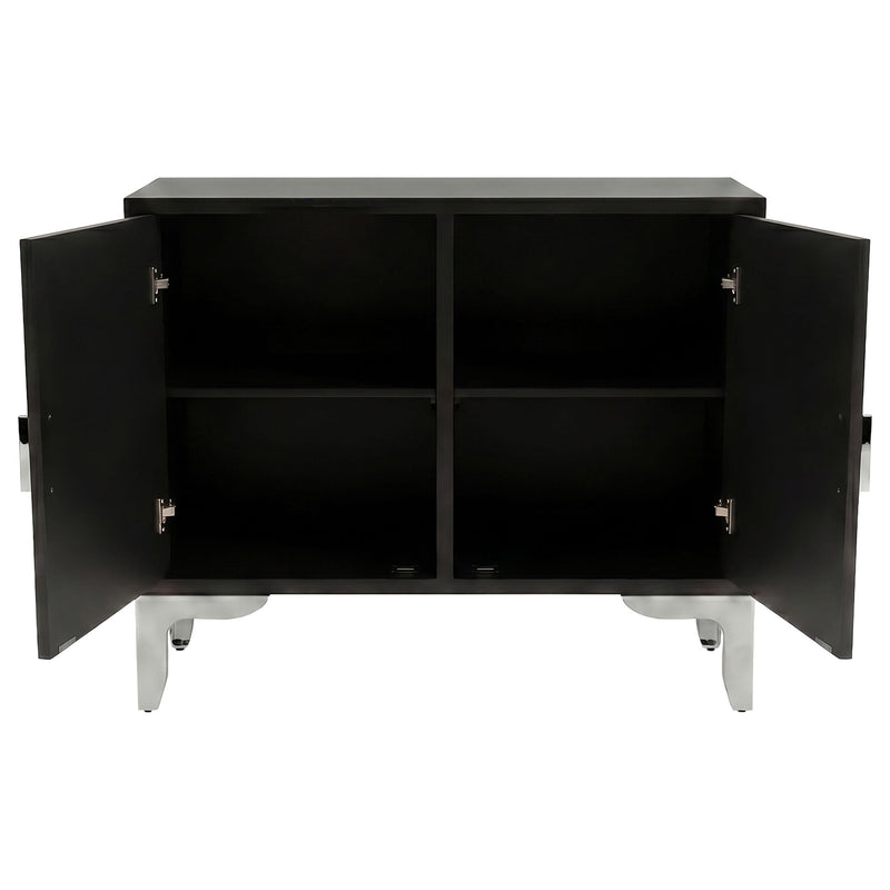Forbes 2-door Bone Inlay Mosaic Accent Storage Cabinet Black - 950450