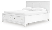 Fortman California King Panel Storage Bed and Dresser in White - PKG023780
