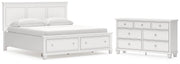 Fortman California King Panel Storage Bed and Dresser in White - PKG023780
