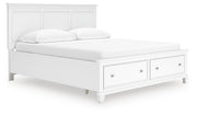 Fortman California King Panel Storage Bed, Dresser and Mirror in White - PKG023781