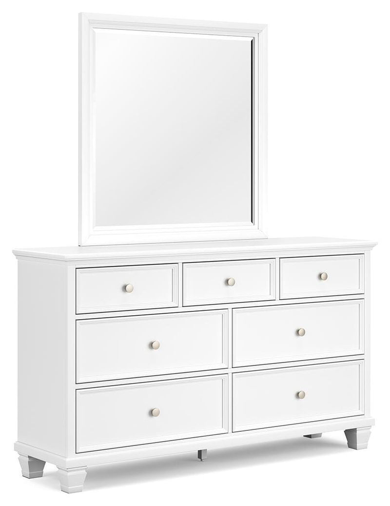 Fortman California King Panel Storage Bed, Dresser and Mirror in White - PKG023781