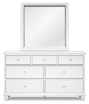 Fortman Full Panel Bed with Mirrored Dresser and 2 Nightstands in White - PKG015170