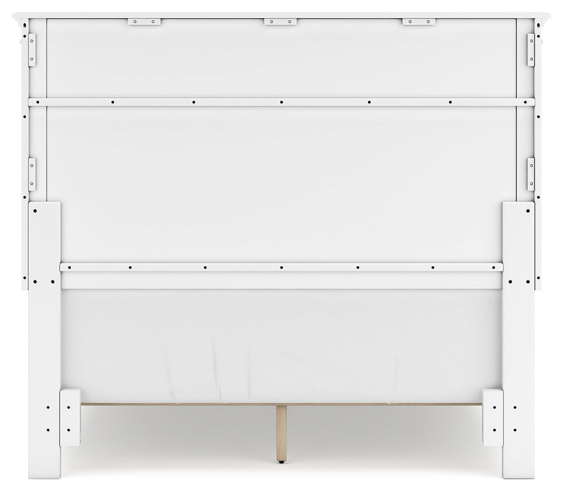Fortman Full Panel Bed with Mirrored Dresser, Chest and 2 Nightstands in White - PKG015171