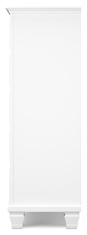 Fortman Full Panel Bed with Mirrored Dresser, Chest and 2 Nightstands in White - PKG015171