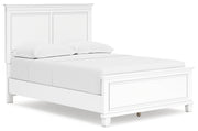 Fortman Full Panel Bed with Mirrored Dresser, Chest and 2 Nightstands in White - PKG015171