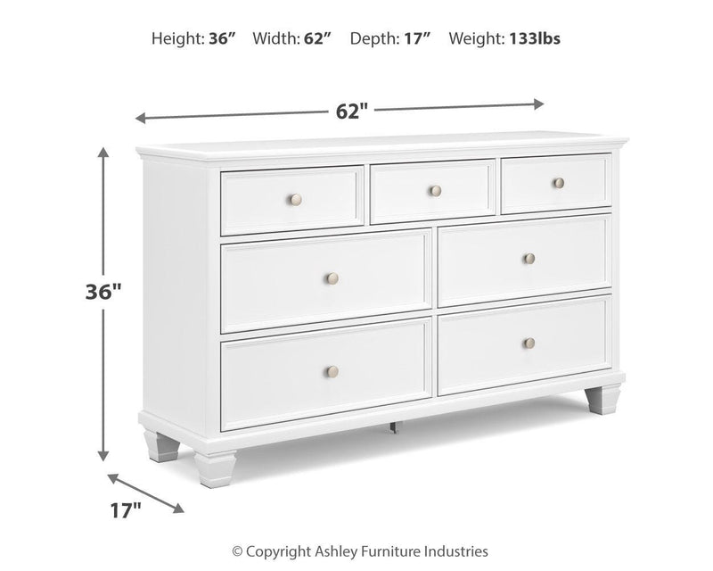 Fortman Full Panel Storage Bed and Dresser in White - PKG023790