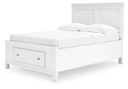 Fortman Full Panel Storage Bed, Dresser and Mirror in White - PKG023791