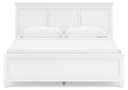 Fortman King Panel Bed with Mirrored Dresser in White - PKG015151