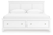 Fortman King Panel Storage Bed, Dresser and Chest in White - PKG023779