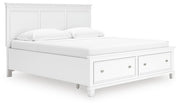 Fortman King Panel Storage Bed with Dresser in White - PKG023775