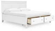 Fortman King Panel Storage Bed with Dresser in White - PKG023775