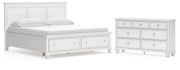 Fortman King Panel Storage Bed with Dresser in White - PKG023775