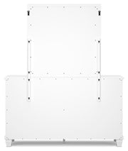 Fortman King Panel Storage Bed with Mirrored Dresser in White - PKG023776