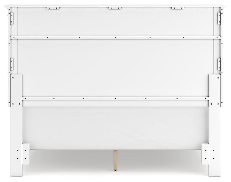 Fortman Queen Panel Bed with Mirrored Dresser and Nightstand in White - PKG015148