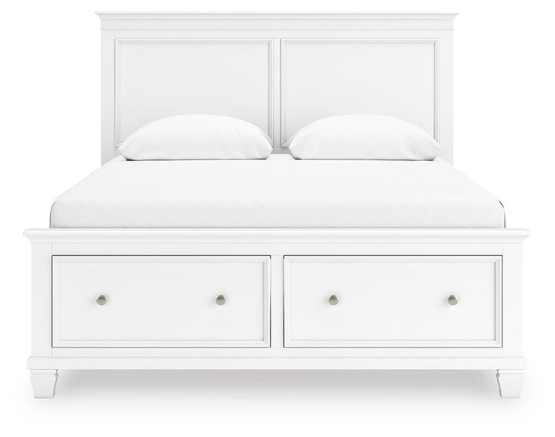 Fortman Queen Panel Storage Bed with Dresser and Chest in White - PKG023774