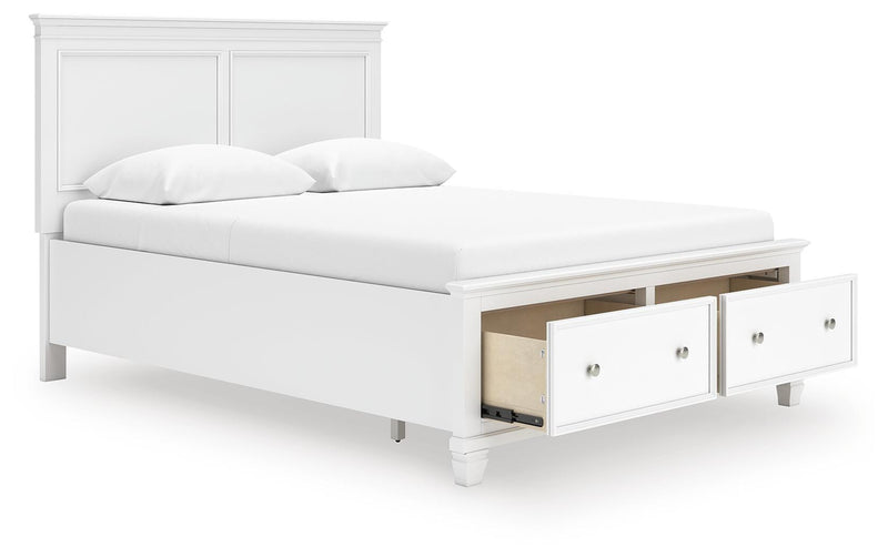 Fortman Queen Panel Storage Bed with Dresser and Chest in White - PKG023774