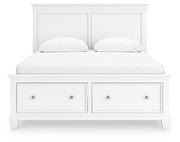 Fortman Queen Panel Storage Bed with Dresser in White - PKG023770