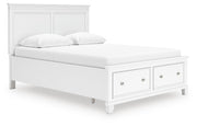 Fortman Queen Panel Storage Bed with Dresser in White - PKG023770