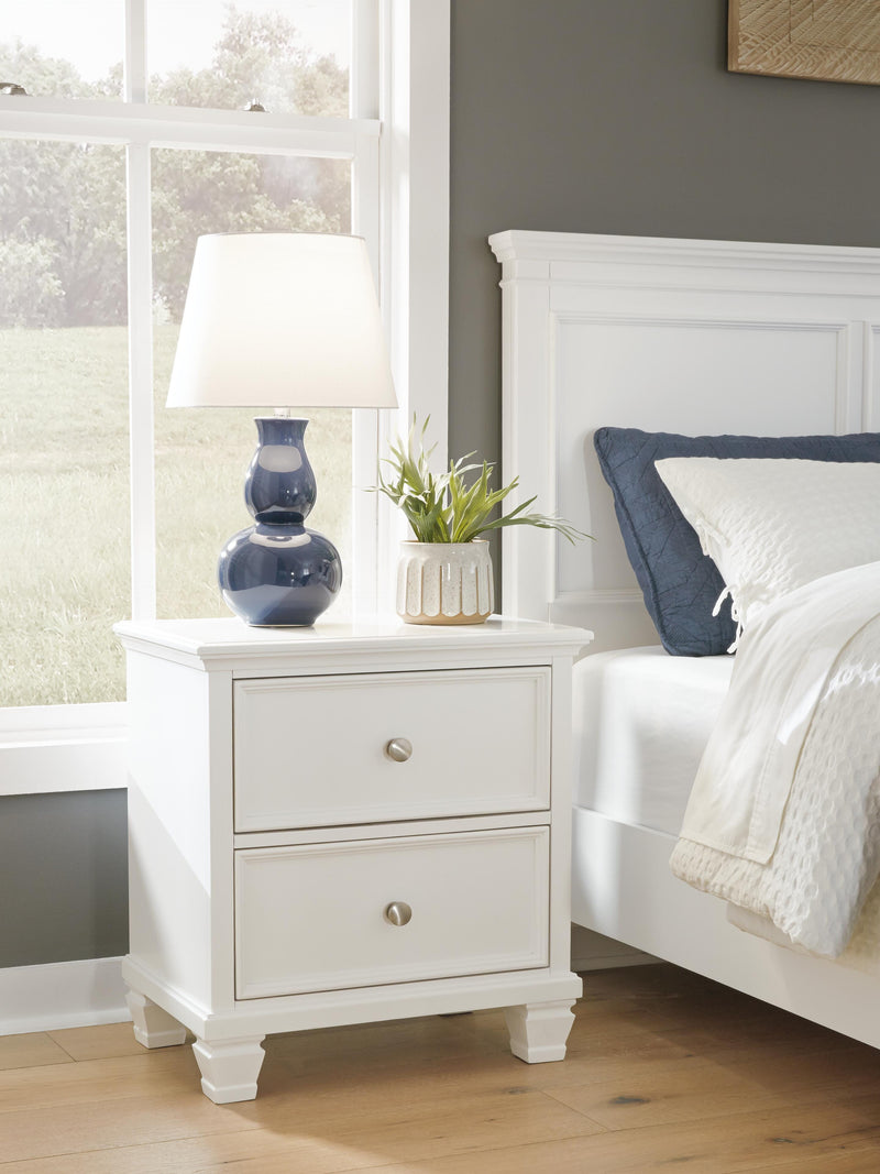 Fortman Queen Panel Storage Bed with Mirrored Dresser and Nightstand in White - PKG023772