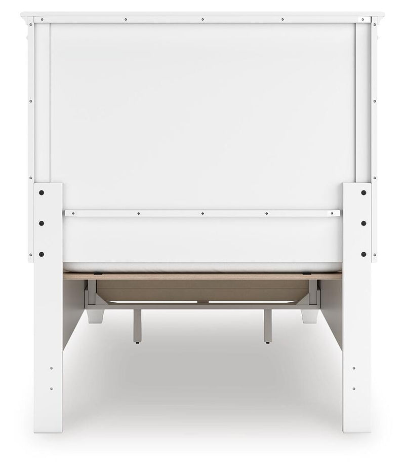 Fortman Twin Panel Storage Bed and Dresser in White - PKG023785