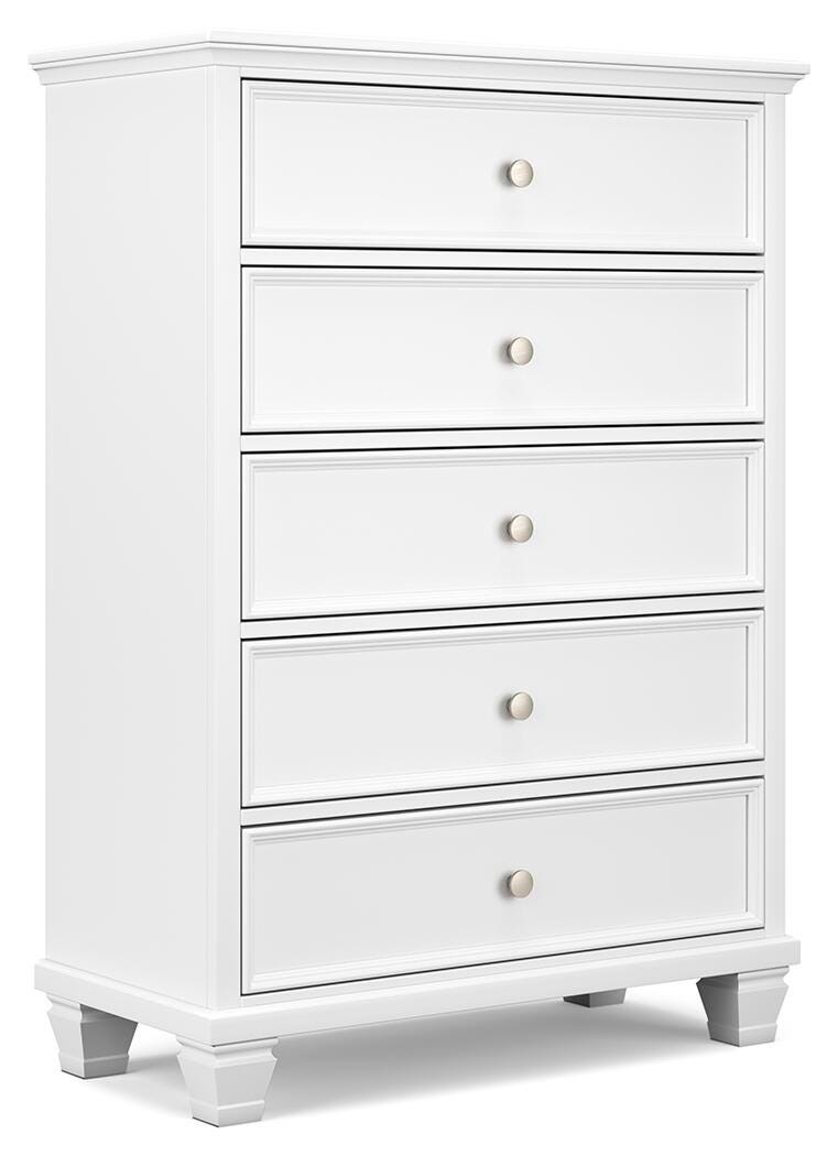 Fortman Twin Panel Storage Bed, Dresser and Chest in White - PKG023789