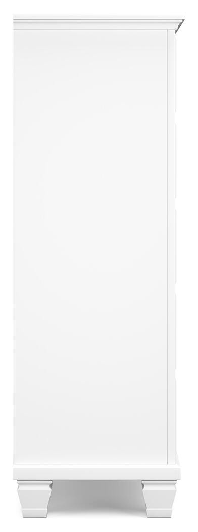 Fortman Twin Panel Storage Bed, Dresser and Chest in White - PKG023789