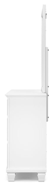 Fortman Twin Panel Storage Bed, Dresser and Mirror in White - PKG023786