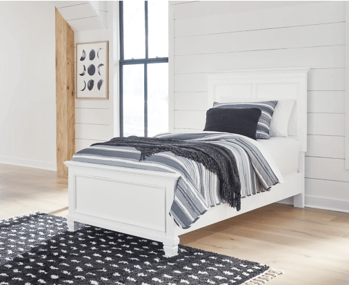 Fortman White Twin Panel Bed - DMV FurnitureTwin Bed