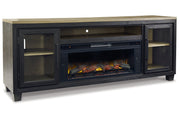 Foyland Black/Brown 83" TV Stand with Electric Fireplace - DMV FurnitureTV Stand