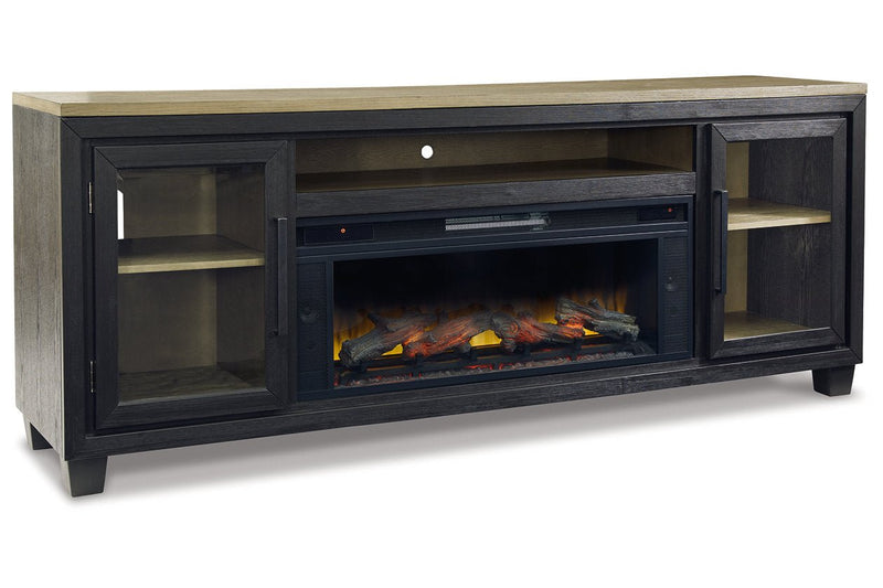 Foyland Black/Brown 83" TV Stand with Electric Fireplace - DMV FurnitureTV Stand