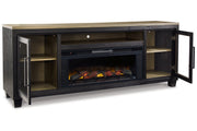 Foyland Black/Brown 83" TV Stand with Electric Fireplace - DMV FurnitureTV Stand