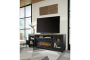 Foyland Black/Brown 83" TV Stand with Electric Fireplace - DMV FurnitureTV Stand