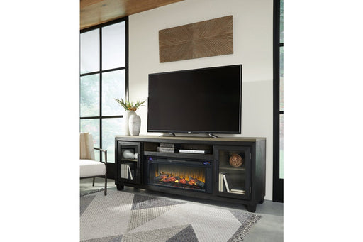 Foyland Black/Brown 83" TV Stand with Electric Fireplace - DMV FurnitureTV Stand