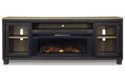 Foyland Black/Brown 83" TV Stand with Electric Fireplace - DMV FurnitureTV Stand