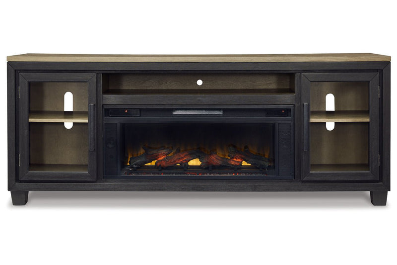 Foyland Black/Brown 83" TV Stand with Electric Fireplace - DMV FurnitureTV Stand