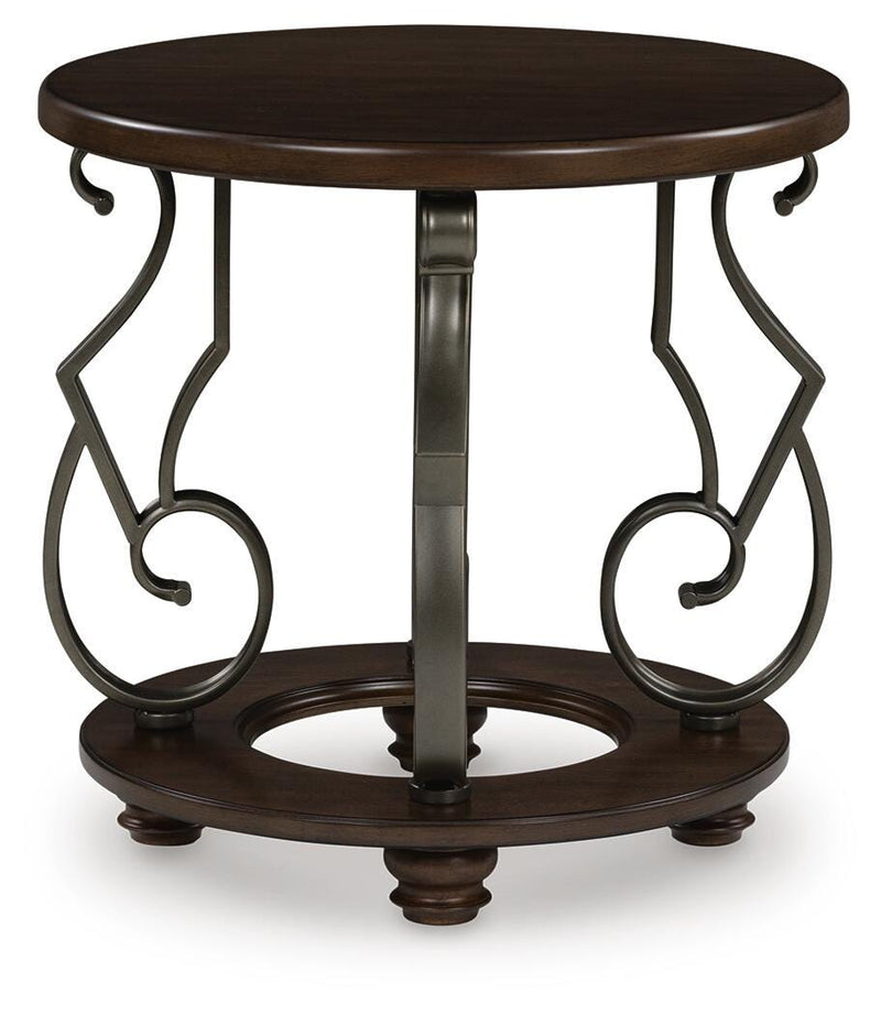 Frallyn Warm Brown Coffee Table and 2 Ends - T623T1
