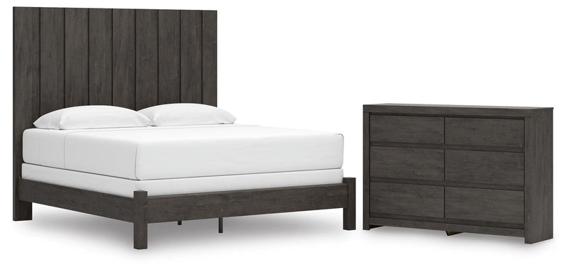 Fraluna King Panel Bed and Dresser in Charcoal - PKG021668
