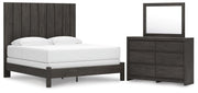Fraluna King Panel Bed, Dresser and Mirror in Charcoal - PKG021662