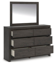 Fraluna King Panel Bed, Dresser and Mirror in Charcoal - PKG021662