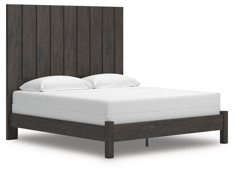 Fraluna King Panel Bed, Dresser, Mirror and 2 Nightstands in Charcoal - PKG021663