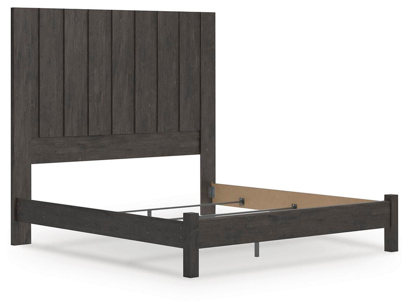 Fraluna King Panel Bed, Dresser, Mirror and Chest in Charcoal - PKG021666