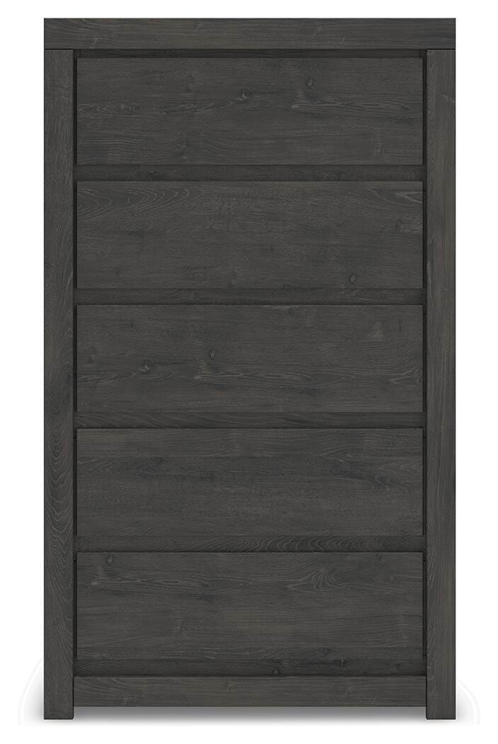 Fraluna King Panel Bed, Dresser, Mirror and Chest in Charcoal - PKG021666