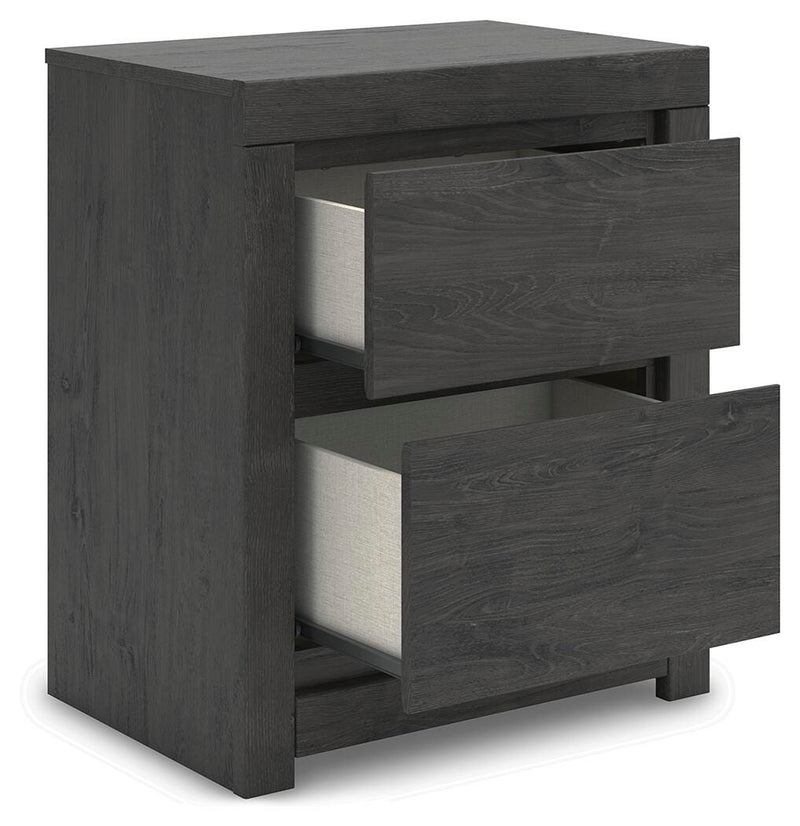 Fraluna King Panel Bed, Dresser, Mirror and Nightstand in Charcoal - PKG021665