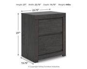 Fraluna King Panel Bed, Dresser, Mirror and Nightstand in Charcoal - PKG021665