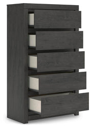 Fraluna King Panel Storage Bed, Dresser, Mirror, Chest and 2 Nightstands in Charcoal - PKG021680