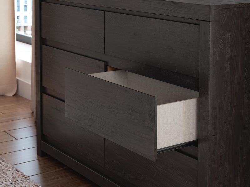 Fraluna Queen Panel Bed and Dresser in Charcoal - PKG021660