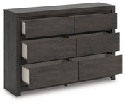 Fraluna Queen Panel Bed and Dresser in Charcoal - PKG021660