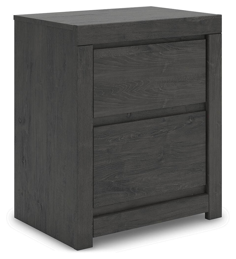 Fraluna Queen Panel Bed, Dresser and Nightstand in Charcoal - PKG021661