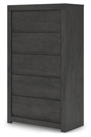 Fraluna Queen Panel Bed, Dresser, Mirror and Chest in Charcoal - PKG021658